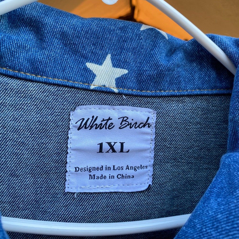 White Birch Blue Denim Jacket with Star Accents - Picture 2 of 4